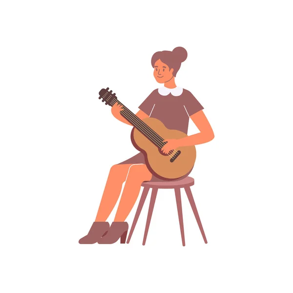 Composição da menina guitarra acústica — Vetor de Stock