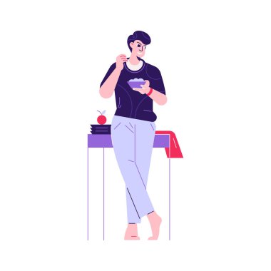 Yulaf lapası yiyen adam kompozisyonu