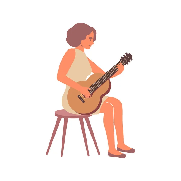 Mulher toca composição de guitarra — Vetor de Stock