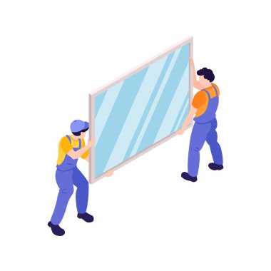 İşçiler Isometric Illustration