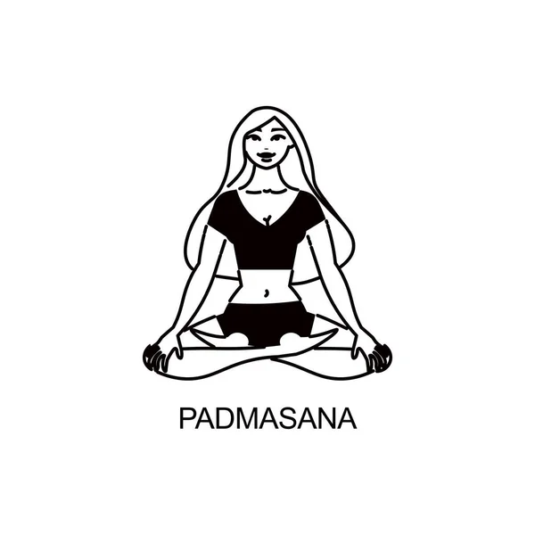 Yoga Padmasana Ženská kompozice — Stockový vektor