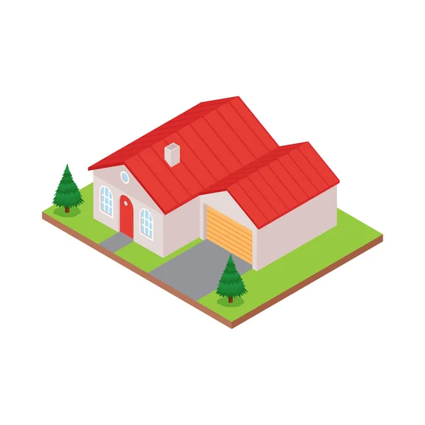 Isometriska huset ikonen — Stock vektor