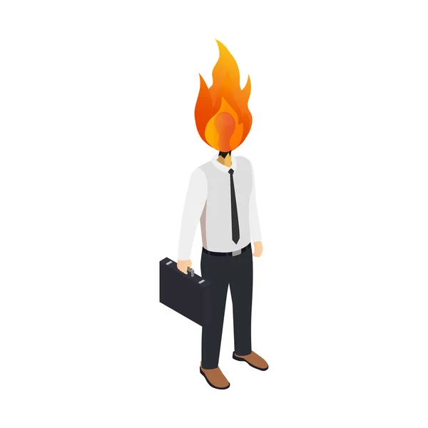 Burning Head Worker Composition — Stock Vector