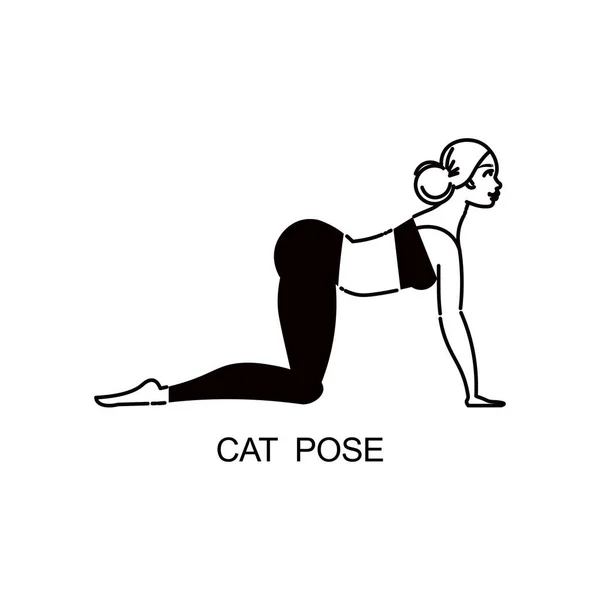 Cat Pose Vrouw Samenstelling — Stockvector