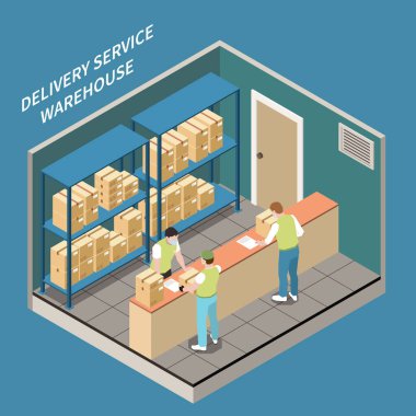 Teslimat Deposu Isometric Illustration