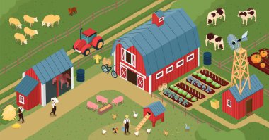 Çiftlik Bahçesi Isometric Kompozisyon