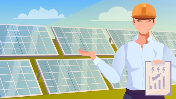 Solar Farm Sfondo piatto — Vettoriale Stock