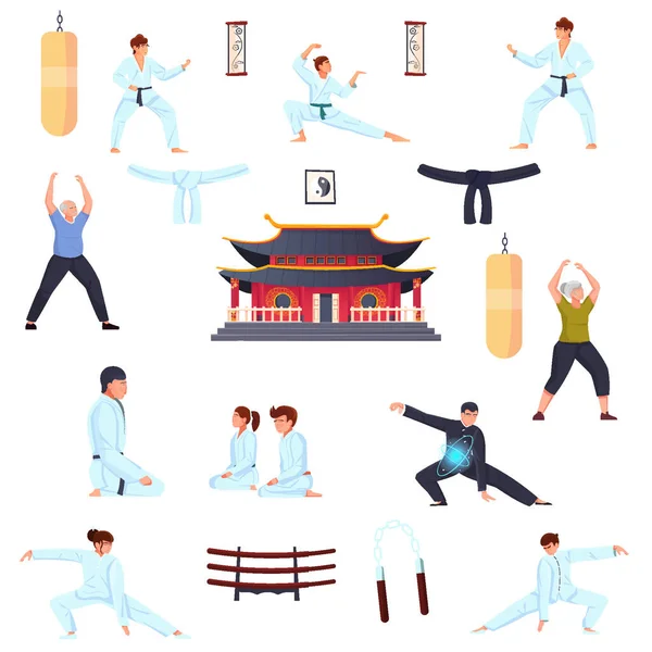 Artes marciales Iconos aislados — Vector de stock