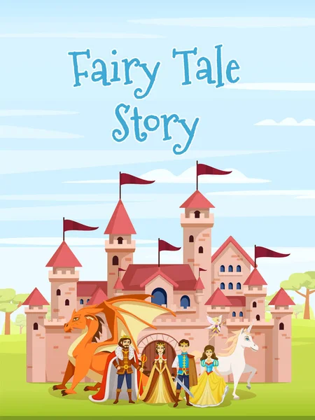 Cartoon Fairy Tale Characters Poster — Stock Vector