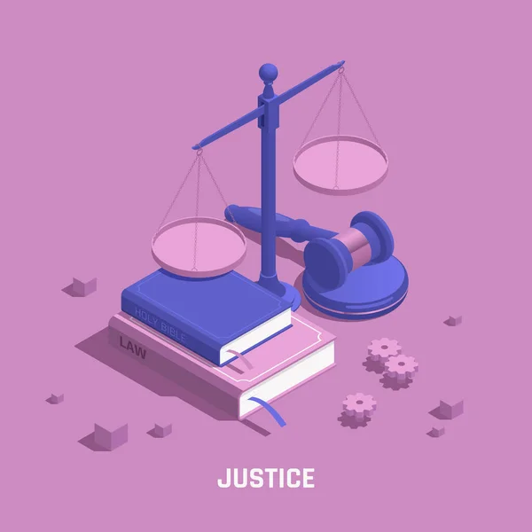 Právo justice Izometrické barevné složení — Stockový vektor
