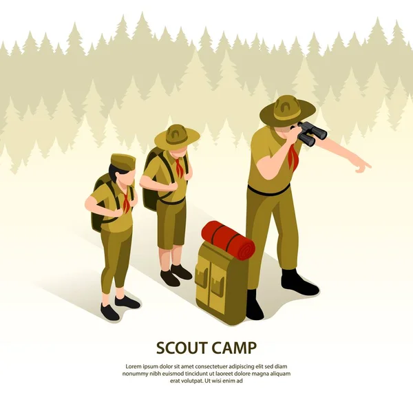 Campo Scout Antecedentes isométricos — Vector de stock