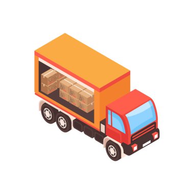 Charity Truck Isometric Composition clipart