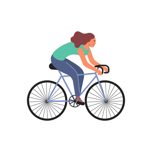 Femme sur la composition du vélo — Image vectorielle