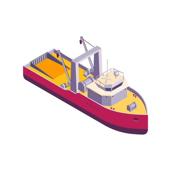 Arrastre isométrico Composición del barco — Vector de stock