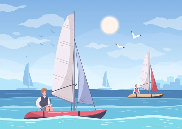 Yachting Hobby Cartoon Composition — 스톡 벡터