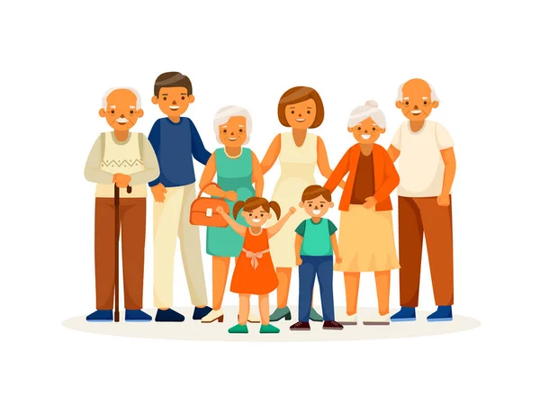 Elderly People Happy Life Cartoon Concept - Stok Vektor