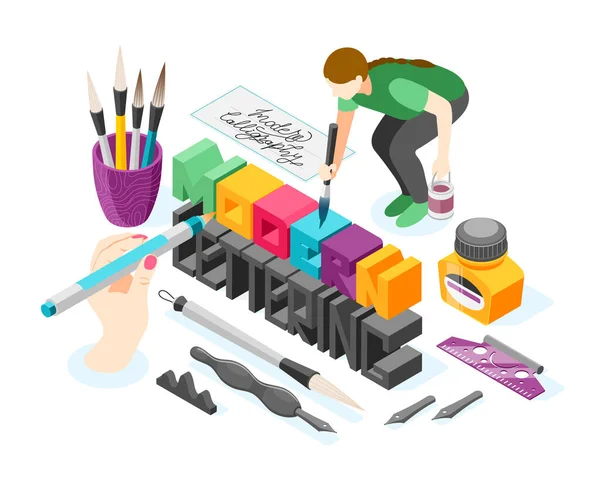 Letras modernas Hobby Composición — Vector de stock