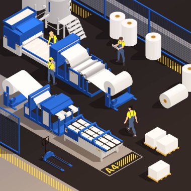 Kağıt Üretimi Isometric Renkli Kompozisyon