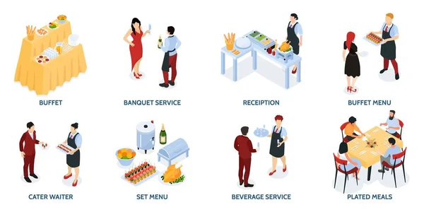 Banquet Service Isometric Concept — Stock Vector