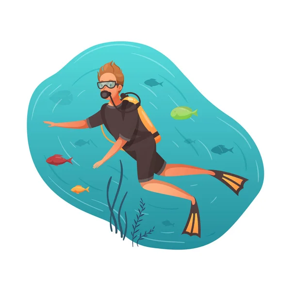 Scuba Diving Illustration — Stock Vector