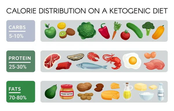 Infografías de dieta cetogénica — Archivo Imágenes Vectoriales