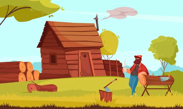 Композиція мультфільму Lumberjack — стоковий вектор