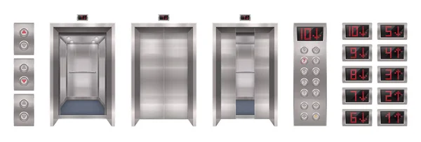 Colección de puerta de ascensor realista — Vector de stock