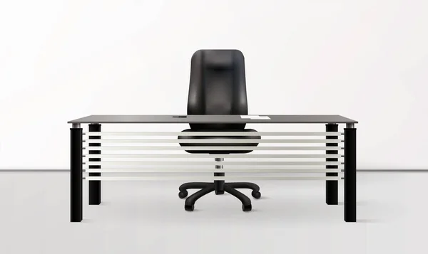 Illustration réaliste monochrome de l'intérieur du bureau — Image vectorielle