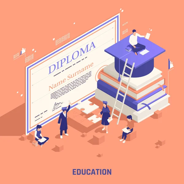 Branding Education Promotion Isometric Composition — Stockový vektor