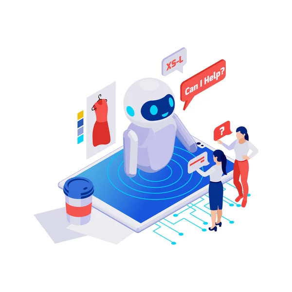 Ilustração Isométrica do Chatbot —  Vetores de Stock