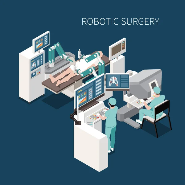 手術ロボットのアイソメトリックコンポジション — ストックベクタ