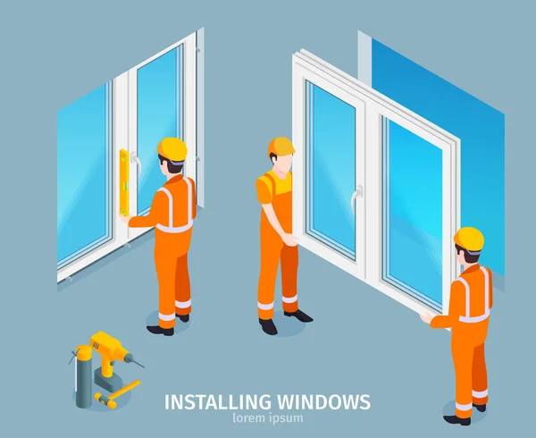 Installazione dello sfondo isometrico di Windows — Vettoriale Stock