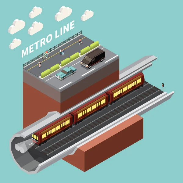 Metro Metrosu Isometric Kompozisyonu — Stok Vektör