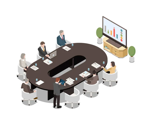 Isometric Meeting Room — Stock Vector