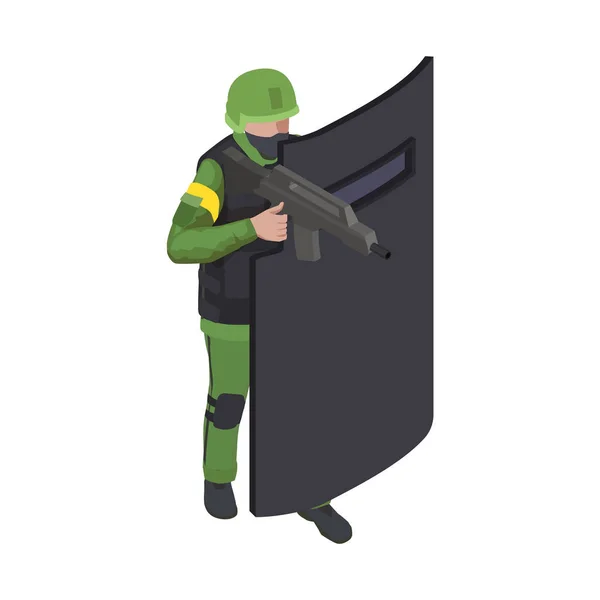Soldat Isometrisk Illustration — Stock vektor