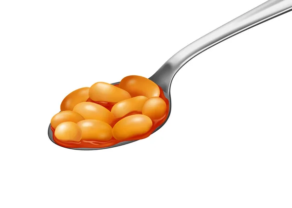 勺子里的豆子 — 图库矢量图片