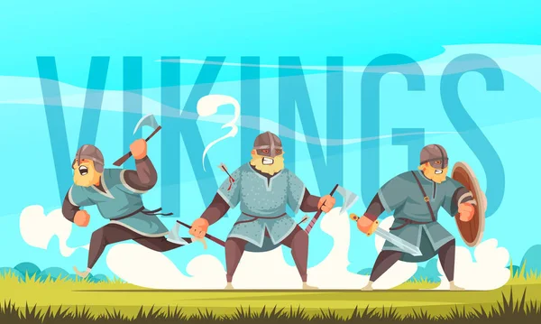 Vikings Cartoon Title — Stock Vector