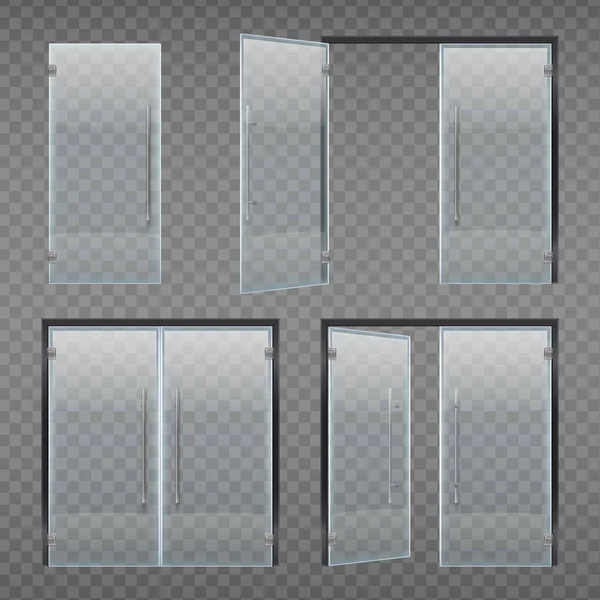 Glass Doors Realistic Set — Stockvektor