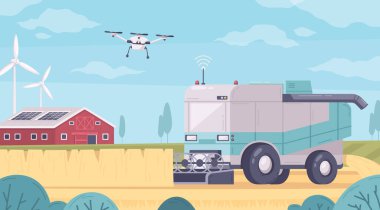 Smart Agrimotor Cartoon Composition