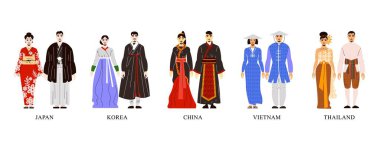 Flat Asian Clothes Set