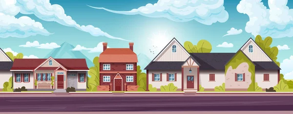 Horizontal Suburban House Illustration — Vector de stock