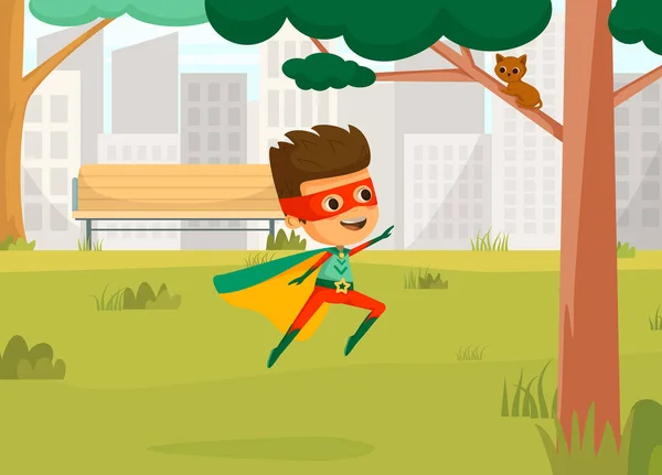 Kids Superheroes Cartoon Colored Concept — Stock Vector