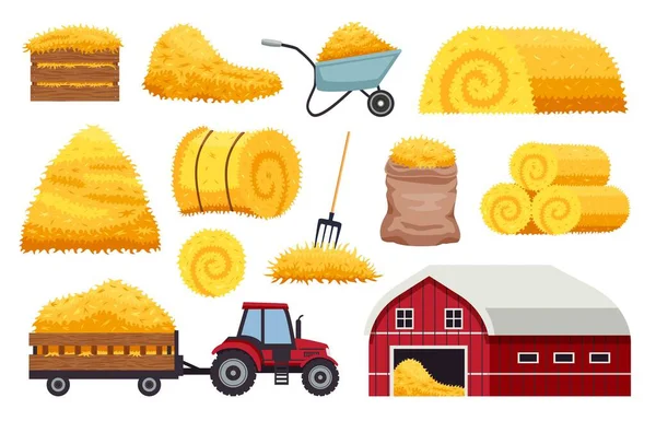 Bales Hay Icons Collection — Stock Vector