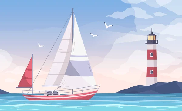 Small Yacht Cartoon Composition — Stockvektor