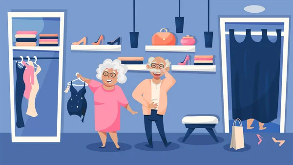 Elderly People Shopping — Vettoriale Stock