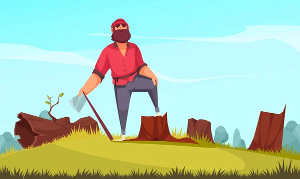 Lumberjack Background Cartoon — Vector de stock