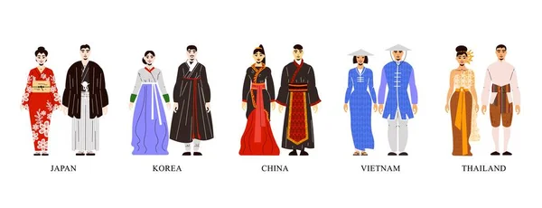 Flat Asian Clothes Set — 图库矢量图片
