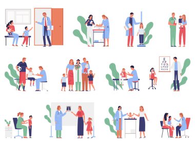 Pediatrician Flat Icons Set
