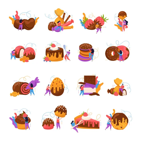 Chocolate Flat Icons Set — Archivo Imágenes Vectoriales