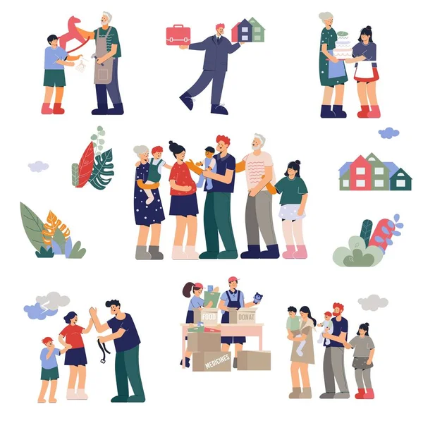 Miembros de la familia Set plano — Vector de stock